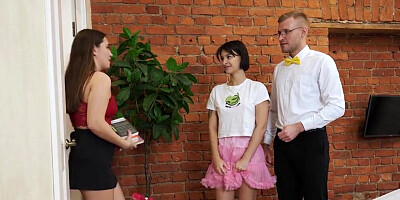 A couple of cute Euro girls are enjoying anal in the MFF