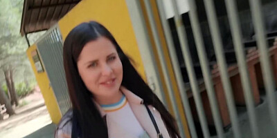 Classy young babe goes down on her knees for a blowjob