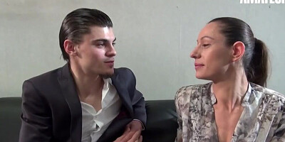 Slutty cougar Audrey is being fucked in the ass by a neighbor