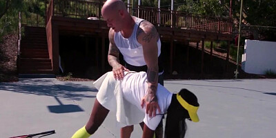 Bubble butt ebony goddess Ana Foxxx gets her pussy and ass pieced by white dick