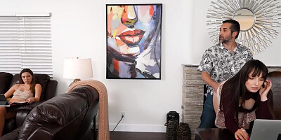 This kinky guy fucks his stepmom and stepsister all day long
