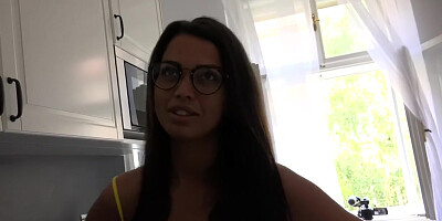 Gorgeous housemaid Chloe Lamour is taking hard cock on the dirty floor