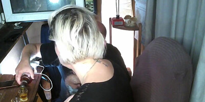 Depraved mature couple from Russia have fun on the balcony