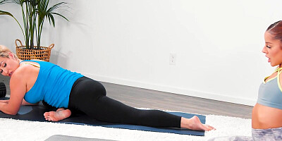 Big ass MILF is being licked by a horny teen dyke after yoga practice