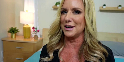 Busty cougar Jodi West is having sex with her shy stepson