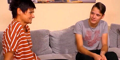 Short-haired German mature lady is having sex with her stepson