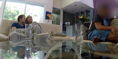 SPYFAM Sneaky Step Sister Grabs Step Bros Big Dick during the Game