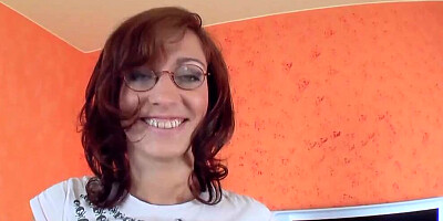 A horny German chick loves stuffing a massive dong inside her
