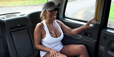 Fit-ish milf w big fake titties rims & fucks in cab