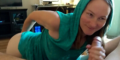 Cutie in a Hoodie Sucking my 8 Inch Cock