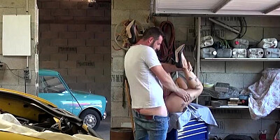 Busty bombshell has awesome sex with the mechanic