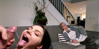 Portion of cum is necessary for slutty babe who visits grandma