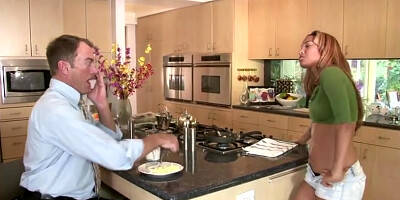 Ebony black hardcore babe Bella Moretti is getting intimate with her white stepdad