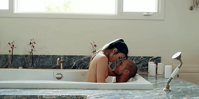 Ryan Mclane and Lulu Chu are having sex in the bathroom