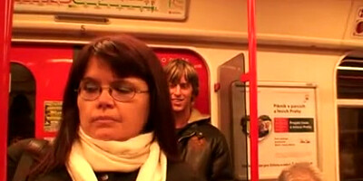 Man picks up busty mature woman in metro