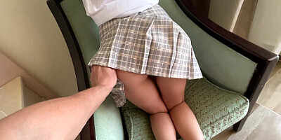 Cum flows out of tight pussy