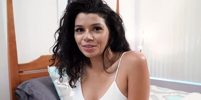 Cute Assed Curly Babe Harley Haze Helps Stepbro With His Boner And Lets Him Cum On Her Tight Pussy