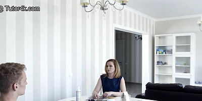 TUTOR4K. Blonde teacher got a lesson from angry student at his home