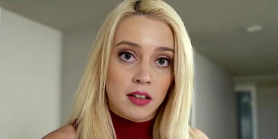 Blonde babe is sucking stepbrother's cock and gets shagged hard