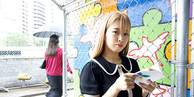 Hairy blonde babe Nami Akino masturbates before POV BJ