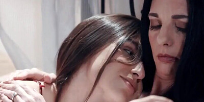 Abella Danger & Dana Vespoli are playing with a strap-on dildo