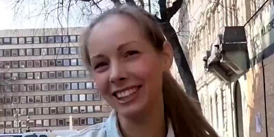 Shy amateur girl Kinuski Kakku blows a stranger for a cash