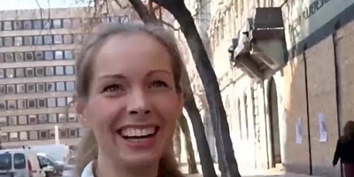 Shy amateur girl Kinuski Kakku blows a stranger for a cash