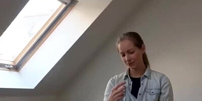 Shy amateur girl Kinuski Kakku blows a stranger for a cash