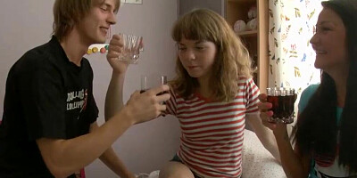 Horny lad fucks a chick and her slutty stepmother in 3some