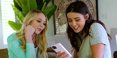 Two Horny Stepbrothers Put On Masks To Trick Their Cute Assed Stepsisters And Lick Them From Behind