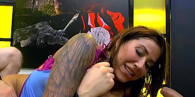 Slutty babe Heidi Van Horny is drilled with some big cocks