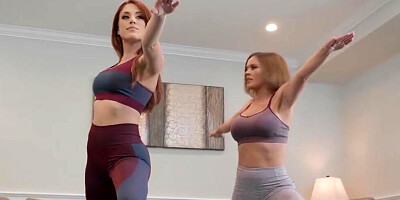 Krissy Lynn & Molly Stewart tore their Yoga pants to have lesbian sex