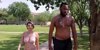 Cute white girl sucks a BBC and takes every inch of it