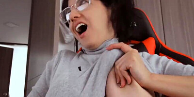 Busty mom is flashing her big natural tits in live webcam show