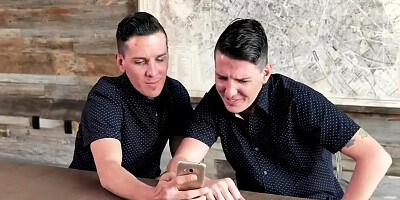 Family Strokes - Horny Identical Twins Whip Out Their Meaty Cocks On Leda Lothario’s Angelic Face