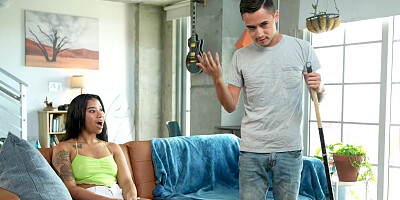 Big Assed Stepsis Ask StepBro To Stop Cleaning So He Can Fuck Her - Ameena Green - MyPervyFamily