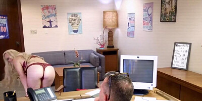 Riding busty milf pussy on office desk