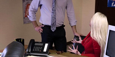 Riding busty milf pussy on office desk