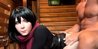 Mikasa Anal Roughly Fucks till Cum in Mouth POV - Cosplay on the Attack on Titan
