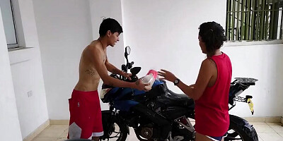 MY WIFE WANTS TO HELP ME WASH THE BIKE BUT JUST WANTS ME TO FUCK HER