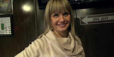 Naked Euro blonde plays billiard with her sweet tits exposed