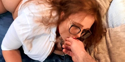 Man takes sex toy out of angel's big butt and fucks her hard