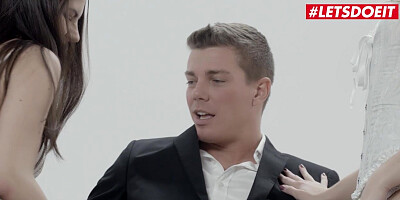 Boy is going to correct two lesbian girlfriends