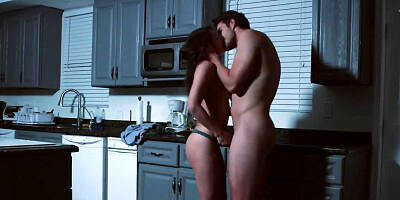 Horny couple gets together and screw themselves hard in the kitchen