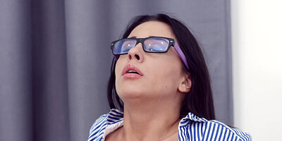 Hot nerdy babe is being mouthfucked by her kinky professor