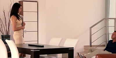 Realtor girl Ferrera Gomez taking care of his needs