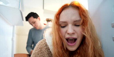 OMG I got Stuck in the Fucking Fridge and my Stepbrother Fucked me in my Pussy and Cum inside!