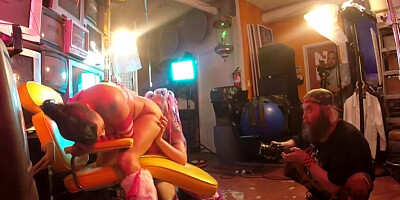 Superb babes Jezebelle and Leya are being filmed during lesbian sex