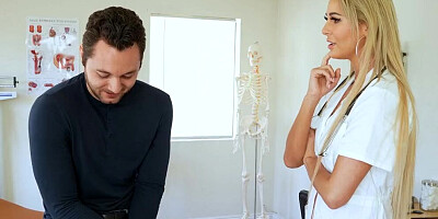 Blonde Stepmom Doctor Fixes A Hard-On With Blowjob