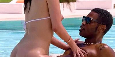 Smoking hot doll is craving for a BBC by the swimming pool